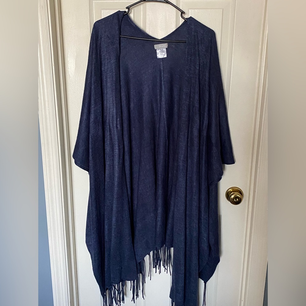 Navy Blue Kimono with Fringe